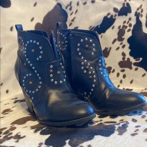 Mossimo Supply Co. Black Heeled Boots with Studded Design